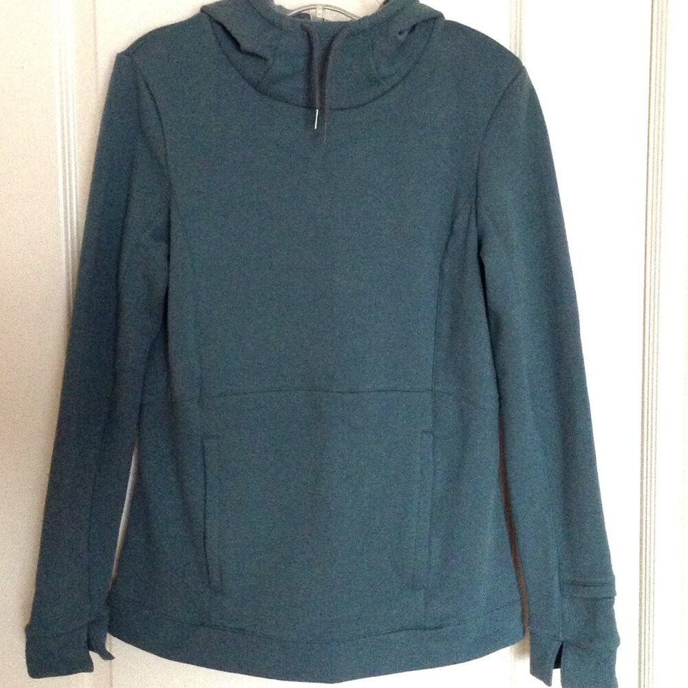 Decathlon Women's Hoodie Sweater Size M Green Kangaroo Pocket W Zip Soft Comfy